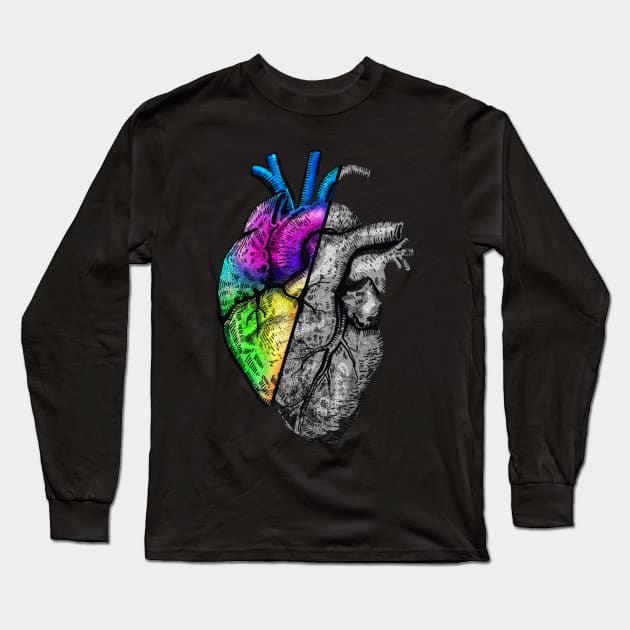 Heart in half colorful Long Sleeve T-Shirt by mehdime